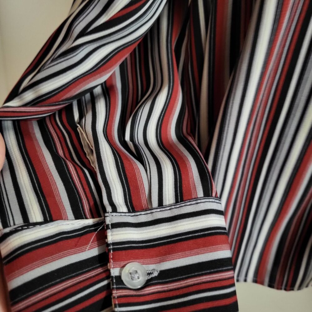 Carroll Reed Vintage Vertical Stripe Button Down Blouse Red/Black/White Size XXL - Picture 3 of 5